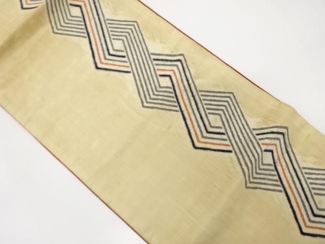 JAPANESE KIMONO / ANTIQUE FUKURO OBI / SILK / TSUMUGI / WOVEN STRIPE